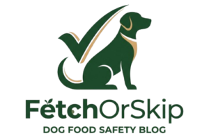 FetchOrSkip logo - Dog food safety guide with checkmark symbol