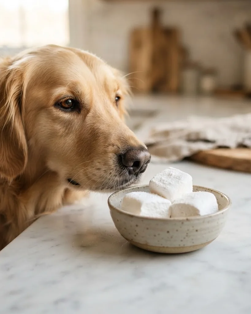 Close-up illustrating can dogs eat marshmallows? The short verdict